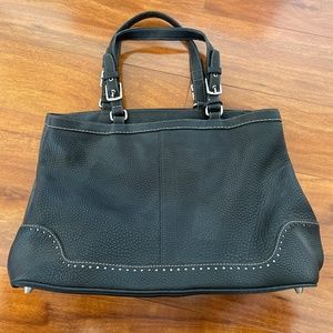 Coach black leather tote bag